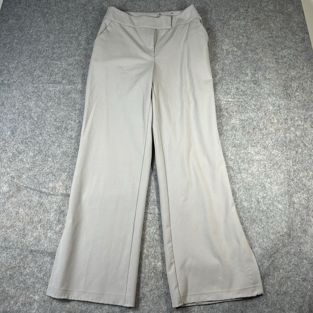 J&L Atelier Pants Women's XS Flare Leg Slacks Light Gray Slits Career Stretch